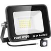 YOJZMA 20W Sensore di movimento Luce esterna, 2000LM LED Flood Luci esterne 6000K Bianco luce diurna IP66 Luci di sicurezza impermeabili per giardino, garage, cortile, campo sportivo, patio