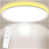 Fynokst Plafoniera LED Soffitto, 3000K-6000K Dimmerabile con Telecomando, 24W 2800LM Plafoniere LED, IP54 Plafoniera Bagno Soffitto per Camera da Letto, Cucina, Soggiorno, Ø30CM