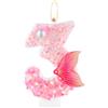 mciskin Candela glitterata con 3 numeri, candela rosa per 3° compleanno con coda di sirena, decorazioni per il 3° compleanno per ragazzi e ragazze, forniture per feste a tema sirena