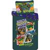 BrandMac TMNT - Set di biancheria da letto per bambini, reversibile, 100 x 135 cm, con federa 40 x 60 cm, 100% cotone, motivo tartarughe ninja per bambini
