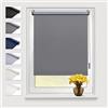 Eurohome - Tenda termica oscurante Klemmfix - 45 x 130 cm (larghezza del tessuto 41 cm) - Grigio - Senza fori - Con rivestimento dello stesso colore - Tenda termica - Per finestre e porte
