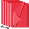 HXJDAM 60 fogli di carta velina, materiale da imballaggio, 50 x 70 cm, carta regalo rossa, HXJDAM carta velina rossa, carta crespa per confezioni regalo, forniture, artigianato, compleanno, Halloween