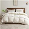 BPC Piumino Estivo 200x200 cm - Piumino e Piuma d'Oca Naturale, Trapunta Letto Matrimoniale Leggera 200 g/m², 100% Cotone Biologico Traspirante, Certificato OEKO-TEX e RDS, Avorio