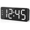 KWANWA Sveglia digitale con grande display a LED, luminosità regolabile, formato 12/24h, facile da usare, funzionamento a rete con adattatore, perfetto orologio da comodino per casa, ufficio, viaggi