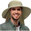 Kato Tirrinia Cappello da Sole all'aperto da Uomo e da Donna con Aletta per Il Collo, Protezione UV Safari Bucket Hat con Protezione per Il Collo, Cappello Estivo a Tesa Larga Pieghevole per