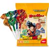 dekora - Lecca lecca Dragon Ball Super gusto cola (5 pezzi) con ripieno di chewing gum e polverina frizzante piccante, caramelle per compleanno bambini, senza glutine e senza lattosio, 100 g (5x20 g)