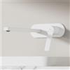 EMKE Rubinetto per lavabo a incasso, bianco opaco, 2 fori, montaggio a parete, con aeratore, rubinetto da bagno, da incasso, per lavabo e vasca da bagno, miscelatore monocomando 28,8 x 21 x 7 cm