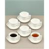OZ HOME BAVARY Capital Tazze Tè e Caffè con Piattino - Servizio Porcellana 12 Pezzi, 6 Persone - 200 ml - Design ondulato moderno - Manico squadrato stabile - Cappuccino, Tè e Infusi - Bianco - Lavastoviglie