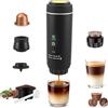 Strixorn Macchina da caffè portatile, 80 ml, macchina da caffè per auto, USB, compatibile con capsula e caffè macinato, 5 minuti, riscaldamento rapido, mini macchina da caffè per ufficio, campeggio, auto (nero