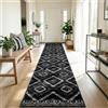 DEFYNEE Tappeto passatoia da corridoio, 60 x 300 cm, antiscivolo, tappeto a pelo corto, lavabile, pieghevole, design boho, per corridoio, cucina, soggiorno e ufficio, colore nero