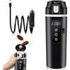 PORFOYO Bollitore da viaggio per auto, riscaldato 12 V/24 V, 500 ml, a prova di perdite, mini bicchiere elettrico portatile per auto, camion, campeggio (nero)
