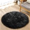 ORINOVA Tappeto Peloso Nero Rotondo 90 cm Tappeti Rug Scendiletto Morbido Camera da Letto Lavabile in Lavatrice Moderno Salotto
