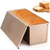 Luziyun Stampo per Pane in Acciaio Carbonio con Coperchio, 1000g | Stampo Rettangolare per pane in acciaio Antiaderente con fori per pane in cassetta toast e dolci 32×12×11cm