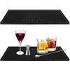 JSMTKJ 2 Tappetini da Bar in PVC, Scolapiatti Antiscivolo Nero 15 x 30 cm Lavabili | Protezione Antiversamento Per Bancone, Base In Gomma Per Servire Cocktail, Bicchieri E Bevande In Casa, Pub E Caffetteria