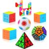 Vdealen Cubo Magico 2x2 3x3 4x4 Piramide Megaminx Snake Rainbow Ball Magic Cube, Lisci Speed Cube Puzzle Cubo di Velocità, Regalo per Bambini Adolescenti Adulti(7 Pacchetto)