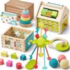 Giant bean Montessori giocattolo a partire dai 6 ai 12 mesi, giocattolo Montessori, torre impilabile, giocattolo sensoriale, puzzle a specchio, scatola permanente per oggetti, regalo per bambini dai 6