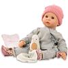 Götz 2261053 Cookie Avocado Doll - bambola alta 48 cm con occhi azzurri addormentati, senza capelli e corpo morbido - set da 9 pezzi