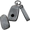 TECART Custodia per chiave adatta per Mercedes Benz A B C E S G GLA CLS AMG GT W177 W247 W205 S205 C205 A205 W463 portachiavi portachiavi in pelle con 4 tasti B grigio