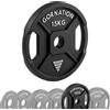 GORNATION Dischi Pesi 50mm in Ghisa, Dischi Olimpici per Bilanciere e Manubri, Weight Plates con Maniglie, Set Pesi per Allenamento Forza, Fitness e Calisthenics (1, 20kg)