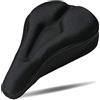 RIXOW Coprisella Bici Gel Morbido, 28x18cm Copri Sella Sellino Bici in Gel, Coprisella Cyclette per Donna e Uomo, Ergonomico Coprisella per Spinning Bici, MTB, City Bike (Nero 1)