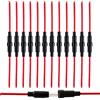 QitinDasen FULARR® 12Pcs Professionale 5X20mm In-Linea Vite Tipo Vetro Tubo Portafusibile, 32V 20A AGC Fusibili Scatola con 16 AWG Cavetto, per Fast-Soffiato Vetro Fusibile -- Nero