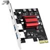 GLOTRENDS GLOTREND U3044AC Scheda di espansione USB PCIe 4 porte, 2 x Type-C+ 2 x Type-A (USB 3.2 Gen 1), compatibile con Windows e Linux (non supporta Mac OS)