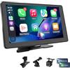 ElecPod Schermo per Auto 9 con Wireless Carplay e Android Auto - Display Carplay con Telecamera Posteriore | Trasmettitore FM, AUX - Portatile Autoradio per la Maggior parte delle Auto