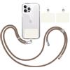 TBOC Cordino Catenella Laccio Strap Porta Cover [Marrone] + 2 Toppe di Fissaggio aggiuntive [Bianco Ice] Telefono Cellulare Collo - Tracolla Catenina cordini Cellulari Telefoni Universale Laccetti