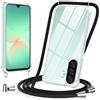 Vauki Cover con Cordino per Samsung Galaxy A26 5G,Custodia con Laccio Collana Tracolla Trasparente Silicone TPU+PC Bumper Back Antigraffio Proteggere Case Corda per Samsung A26 5G,Nero