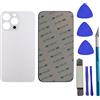 PeiDog 14ProMax /14 Pro Max - Cover posteriore di ricambio per iPhone 14Pro Max, vetro posteriore di ricambio con adesivo preinstallato + kit di attrezzi per riparazione, colore: argento