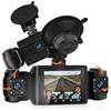 Techschermo Dash Cam Auto 3 Canali con Scheda 64GB - Dashcam Fronte Retro e Interno, Full HD 1080P, Visione Notturna, Parking Mode, Rilevamento Movimento, Mini Cam Auto, Rotazione Obiettivo