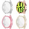 Yolovie Confezione da 4 custodie protettive per Samsung Galaxy Watch 6 44 mm (2023 Verison) in silicone bumper protezione completa (Watch 6 44 mm, argento, oro rosa rosa)