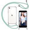 ISOI - Cover con Cordino compatibile con iPhone 7/8/iPhone SE 2020/2022, Regolabile Collana Tracolla Laccio Collo, Trasparente Custodia in Silicone TPU Morbido con Paraurti Airbag Antiurto - Verde