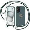 CaseLover Cover per Samsung Galaxy A51 4G con Cordino, Custodia con Laccio Collana Regolabile Morbida TPU Silicone Case con Motivo Cuore AntiGraffio Antiurto Protettiva Cover per Samsung A515F, Verde