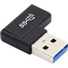 NFHK Adattatore dati USB-C tipo C femmina a USB 3.0 A maschio piatto orizzontale angolato a sinistra di 90 gradi per laptop desktop