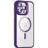 Leather Armor Cover Magnetica per iPhone 13 Pro(6.1) Compatibile con MagSafe, Protezione di livello militare, Resistente all'ingiallimento, Retro resistente ai graffi,Trasparente -Viola