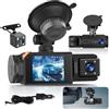 Techschermo 1080P WiFi Dash Cam, 3 Canali Dash Cam Anteriore e Posteriore all'interno, Full HD 2,0 Pollici Schermo IPS Dash Camera per auto con Registrazione in Loop, Visione Notturna, Rilevamento del Movimento