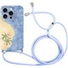 Foonary Cover con Cordino per iPhone 11 Pro, Custodia con Aesthetic Estivi Spiaggia Motivo Laccio Collana Tracolla, Silicone Necklace Regolabile Protezione Corda Case per iPhone 11 Pro 5,8,Fiore