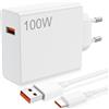 AIAUXAI Caricatore per Xiaomi 100W, Ricarica Rapida per Hyper-Charge Caricabatterie USB C Veloce con Cavo 1M 6A per Xiaomi 17 Pro Max 17T 14T 13T per Redmi Note 15 14 12 per POCO X8 Pro Max M8 F8 F7 Pad