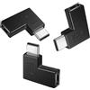 SELIACR Adattatore USB C 90 Gradi (3 Pezzi), Adattatore Type-C 3.2, 10 Gbps, Trasmissione audio e video, 5A/30V, Maschio a Femmina, Adatto per telefoni e tablet con funzione OTG