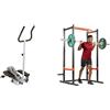 Sunny Health & Fitness Magnetic Underdesk/Standing Portable Ellittical Machine + Power Zone Strength Rack Power Cage - 455 KG Weight Capacity - SF-XF9925