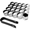 NONE 20 Pz Universale Anti-Ruota 17/19/21mm Cromo Lucido ABS Auto Trim Pneumatico Ruota Dado Vite Bullone di Protezione Coperture Tappo Accessori Auto