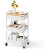 Shrivee Carrello a rotelle a 3 livelli con tavolo, carrello da servizio, carrello multiuso in metallo, scaffale su ruote, scaffale, organizer da cucina, robusto carrello multiuso per cucina(Bianco)