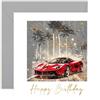 Old English Company Old English Co. - Biglietto di compleanno per uomo, motivo: auto sportiva, design rosso con lamina d'oro, biglietto di compleanno per fratello, marito, papà, zio, nonno, patrigno, interno bianco