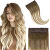 GOO GOO Extension Capelli Veri Clip, Extension Clip Capelli Veri, 40cm 70g 2pezzi, 3/8/613 Ombreggiatura dal Castano Noce al Castano Cenere e al Biondo Candido