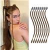 XFSRG 8 Pezzi Coda Capelli Extension Donna Lisci Wrap Around Treccia Finta Posticci per Capelli Extension Coda Di Cavallo con Coulisse Sintetici Clip Elastici (Marrone Chiaro)