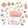 Glitter Girls carrello della spesa su ruote con cibi giocattolo | Accessorio per bambole da 36 cm con carrello su ruote, ripiano inferiore e cibi giocattolo assortiti, Cibi assortiti, 3+ anni