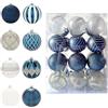 MORAINJAY 24 Pz Palline di Natale Blu, Addobbi Natalizi in Plastica Infrangibile, Ornamenti Appesi per Albero di Natale, Decorazioni Festive per Casa e Feste, 6 cm