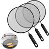 TOATELU Set di 3 Coperchi Paraspruzzi in Acciaio Inox: Coperchio Paraspruzzi con Manico, Coperchio per Prove per Padelle, Diametro 21cm, 25cm, 29cm, Coperchio per Padella Anti-Spruzzi per Padelle