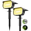LOTMOS 2 Pezzi Faretti Energia Solare da Esterno, 72 LED Lampioni Solari da Giardino 3 Livelli di Luminosità, Lampioncini Solari da Impermeabili per Piscina, Vialetto, Patio, Alberi, Bianco Caldo